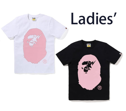 A BATHING APE Ladies' CRYSTAL STONE STA EYE BIG APE HEAD TEE