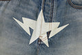 A BATHING APE TWIN STA 13oz DENIM LOOSE FIT SHORTS