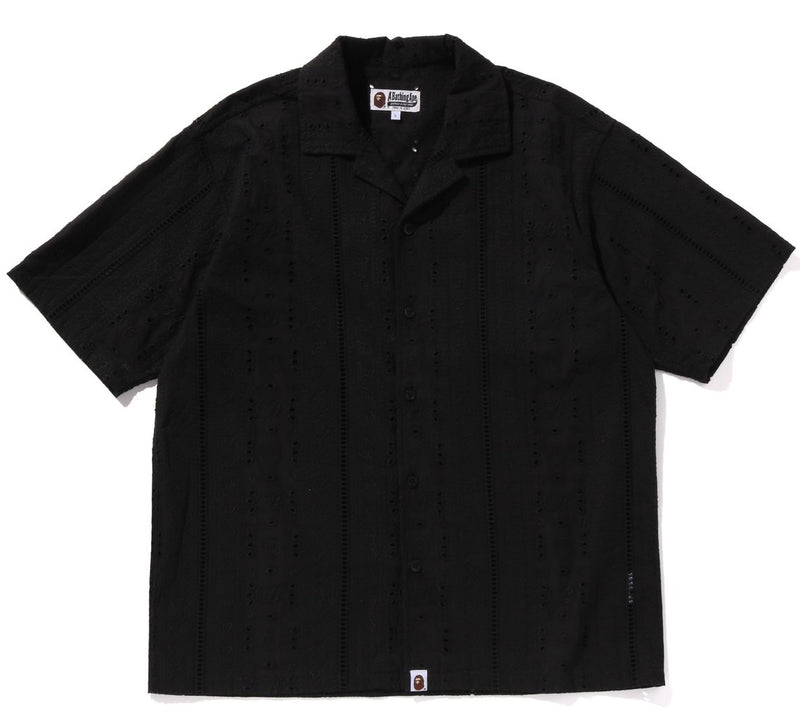 A BATHING APE EMBROIDERY OPEN COLLAR SS SHIRT