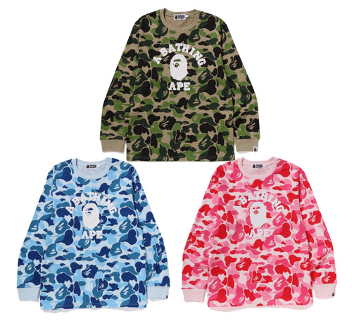 A BATHING APE ABC CAMO COLLEGE L/S TEE