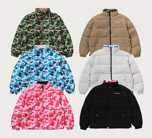 A BATHING APE ABC CAMO REVERSIBLE DOWN JACKET