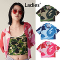 A BATHING APE Ladies' MEGA ABC CAMO OPEN COLLAR SHIRT