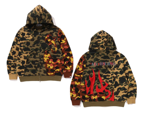 A BATHING APE 1ST CAMO UPCYCLED RELAXED FIT FULL ZIP HOODIE