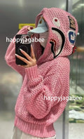 A BATHING APE Ladies' METALLIC CROCHET SHARK FULL ZIP HOODIE