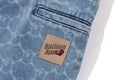A BATHING APE COLLEGE MONOGRAM RELAXED FIT 13oz DENIM SHORTS
