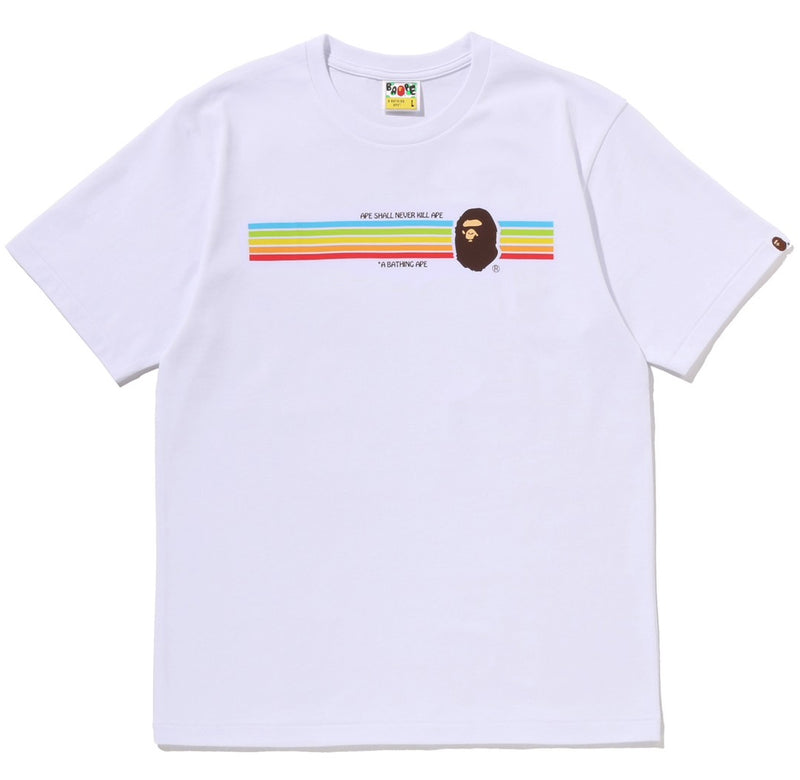 A BATHING APE APE HEAD RAINBOW TEE
