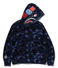 A BATHING APE COLOR CAMO CROCHET RELAXED FIT SHARK FULL ZIP HOODIE