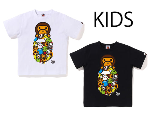A BATHING APE BAPE KIDS MILO ALL FRIENDS MILO ON APE HEAD TEE