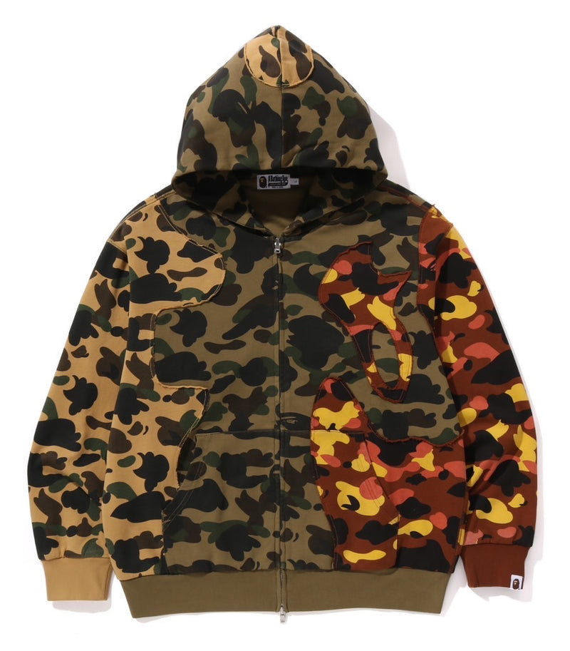 A BATHING APE 1ST CAMO UPCYCLED RELAXED FIT FULL ZIP HOODIE