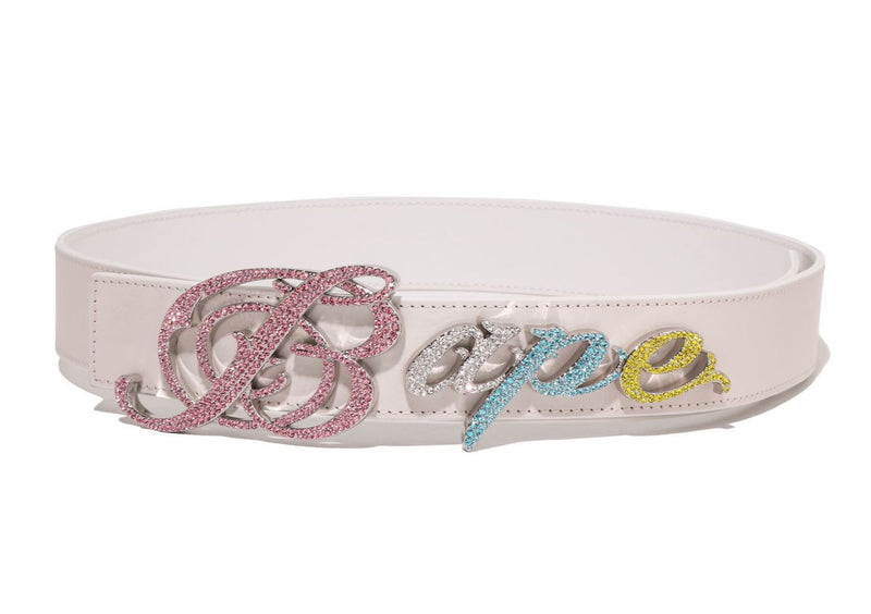 A BATHING APE BAPE LOGO BELT W/ RHINESTONES