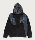 A BATHING APE BAPE BLACK PATCHWORK MAD FACE BORO ZIP HOODIE