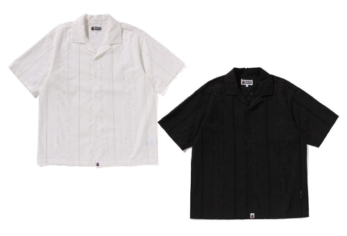 A BATHING APE EMBROIDERY OPEN COLLAR SS SHIRT