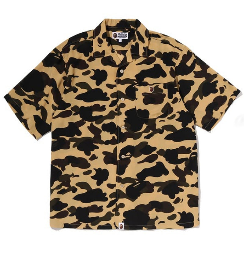 A BATHING APE 1ST CAMO OPEN COLLAR SS SHIRTS