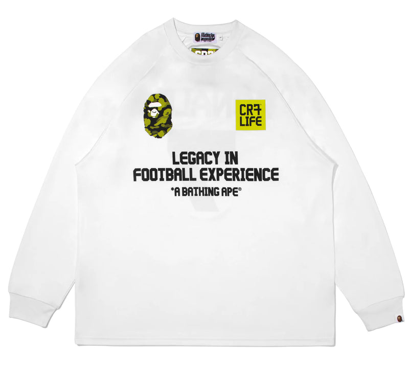 A BATHING APE BAPE CR7 LIFE MULTI LOGO POLY RELAXED FIT L/S FOOTBALL JERSEY