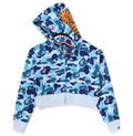 A BATHING APE Ladies' ABC CAMO CRYSTAL STONE SHARK CROPPED FULL ZIP HOODIE