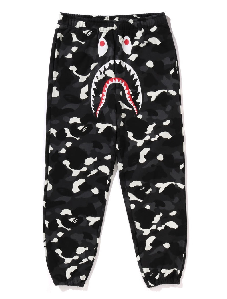 A BATHING APE CITY CAMO SHARK RELAXED FIT SWEAT PANTS
