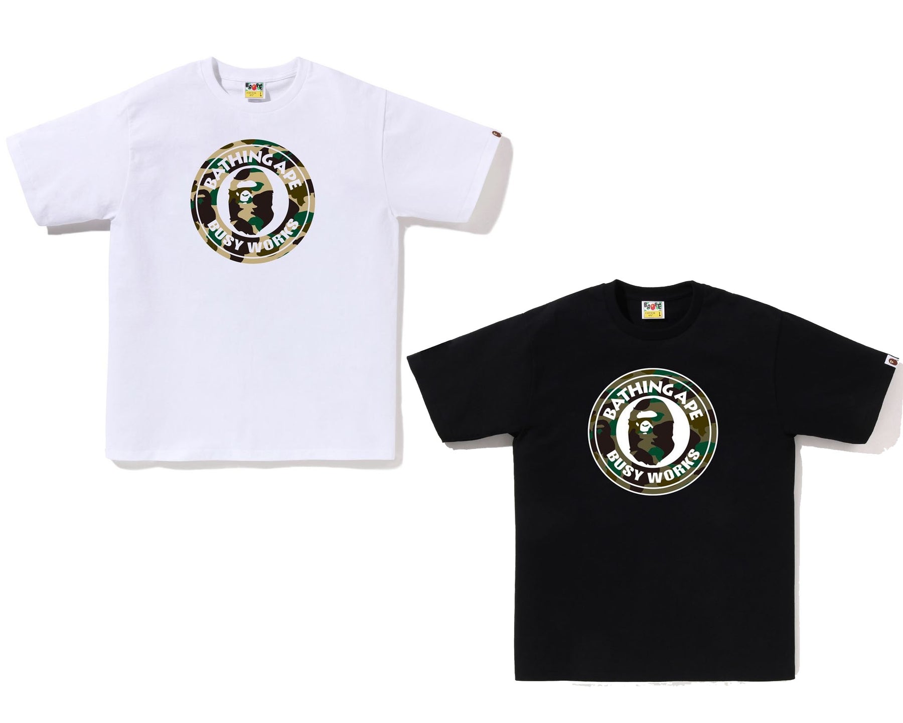 BAPE 1st Camo Busy Works Tee White/Green