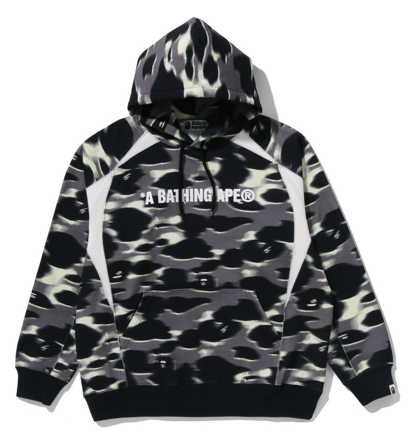 A BATHING APE SREEN CAMO FOOTBALL LOGO RELAXED FIT PULLOVER HOODIE - happyjagabee store