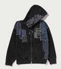 A BATHING APE BAPE BLACK PATCHWORK MAD FACE BORO ZIP HOODIE