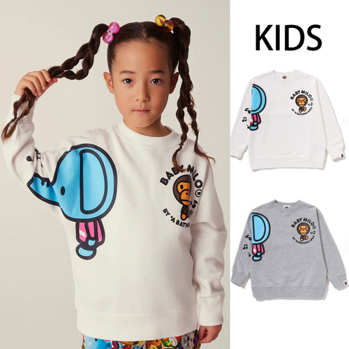 A BATHING APE BAPE KIDS BABY MILO ELEPH CREWNECK SWEATSHIRT