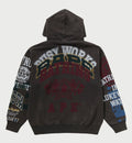 A BATHING APE HEAVY WASHED MULTI LOGO RELAXED FIT PULLOVER HOODIE