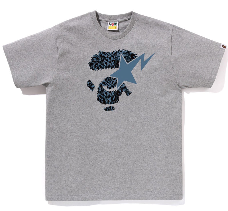 A BATHING APE WILD LEOPARD PATTERN APE FACE STA TEE