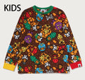 A BATHING APE BAPE KIDS MILO MULTI DINOSAURS PATTERN L/S TEE