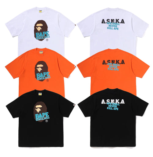 A BATHING APE STENCIL FONT APE HEAD RELAXED FIT TEE