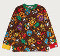 A BATHING APE BAPE KIDS MILO MULTI DINOSAURS PATTERN L/S TEE