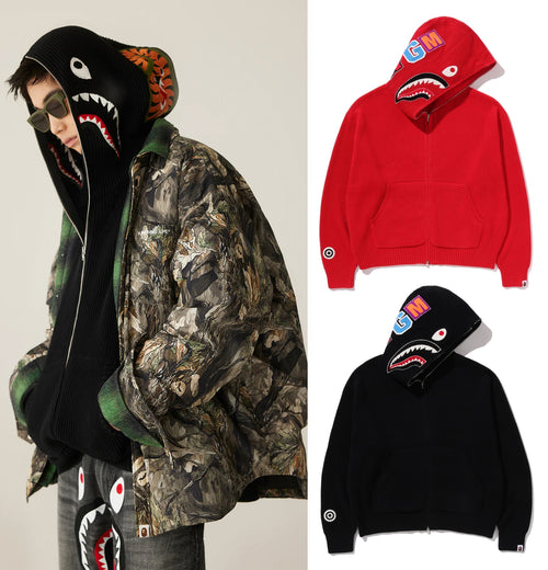A BATHING APE SHARK FULL ZIP KNIT HOODIE