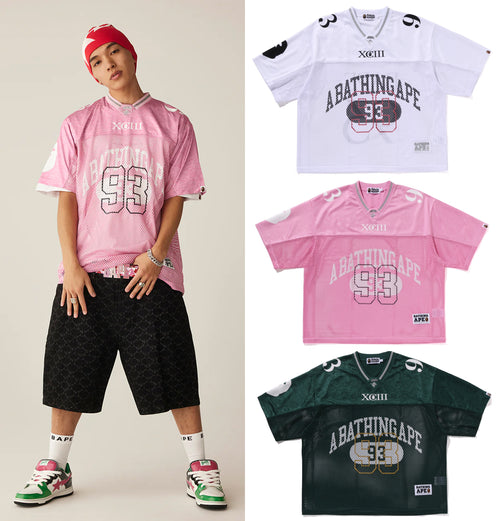 A BATHING APE LINE CAMO MULTI LOGO RELAXED FIT S/S FOOTBALL JERSEY