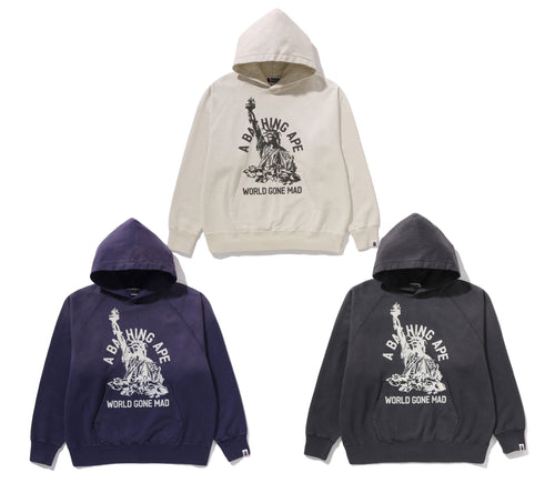 A BATHING APE DESTROY WASHED RELAXED FIT PULLOVER HOODIE