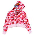 A BATHING APE Ladies' ABC CAMO CRYSTAL STONE SHARK CROPPED FULL ZIP HOODIE