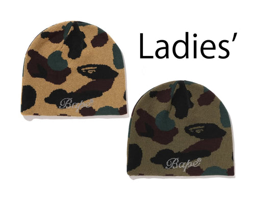 A BATHING APE Ladies' 1ST CAMO CRYSTAL LOGO BEANIE
