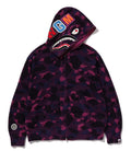A BATHING APE COLOR CAMO CROCHET RELAXED FIT SHARK FULL ZIP HOODIE