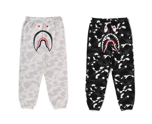A BATHING APE CITY CAMO SHARK RELAXED FIT SWEAT PANTS
