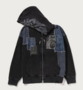 A BATHING APE BAPE BLACK PATCHWORK MAD FACE BORO ZIP HOODIE