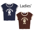 A BATHING APE Ladies' COLLEGE CROPPED TRIM TEE