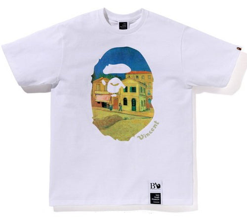 A BATHING APE BAPE x VAN GOGH MUSEUM APE HEAD CANVAS ART TEE