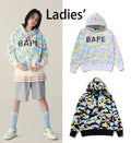 A BATHING APE Ladies' NEW MULTI CAMO LOGO OVERSIZED PULLOVER HOODIE