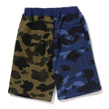 A BATHING APE BAPE KIDS SPLIT CAMO SHARK SWEAT SHORTS