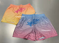 A BATHING APE Ladies' DIP DYE MULTI LOGO SHORTS