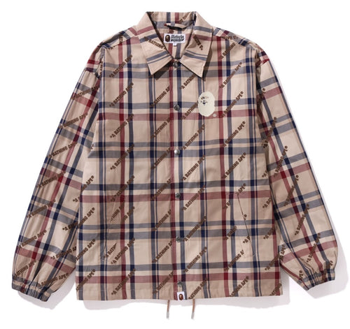 A BATHING APE A BATHING APE LOGO CHECK PATTERN COACH JACKET