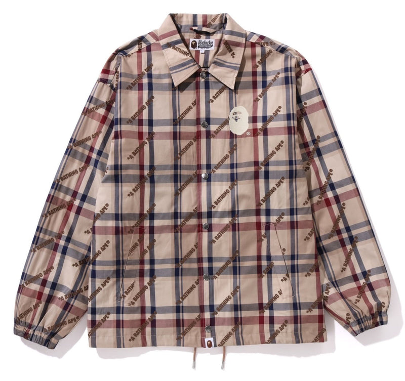 A BATHING APE A BATHING APE LOGO CHECK PATTERN COACH JACKET