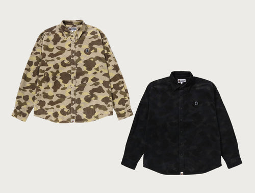 A BATHING APE ONE POINT COLOR CAMO CORDUROY LS SHIRT
