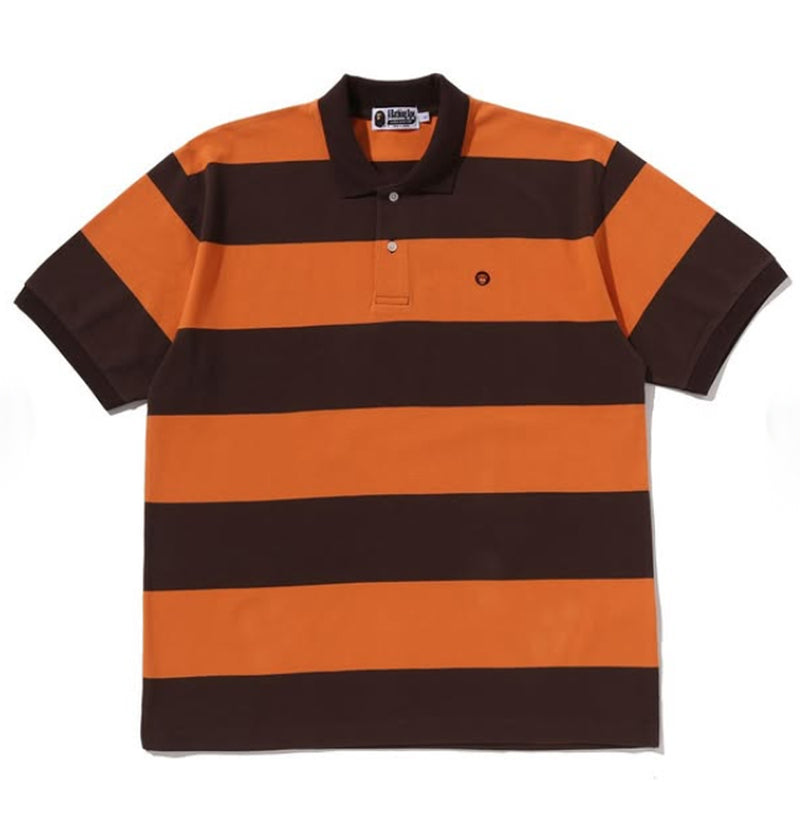 A BATHING APE MILO ONE POINT STRIPE RELAXED FIT POLO