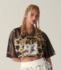 A BATHING APE Ladies' 1ST CAMO BAPE CROPPED FOOTBALL TEE - happyjagabee store