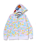 A BATHING APE MULTI CAMO SHARK FULL ZIP HOODIE