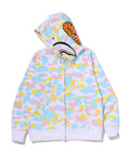 A BATHING APE MULTI CAMO SHARK FULL ZIP HOODIE