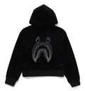 A BATHING APE Ladies' WASHED MULTI LOGO RHINESTONE VELOUR FULL ZIP HOODIE